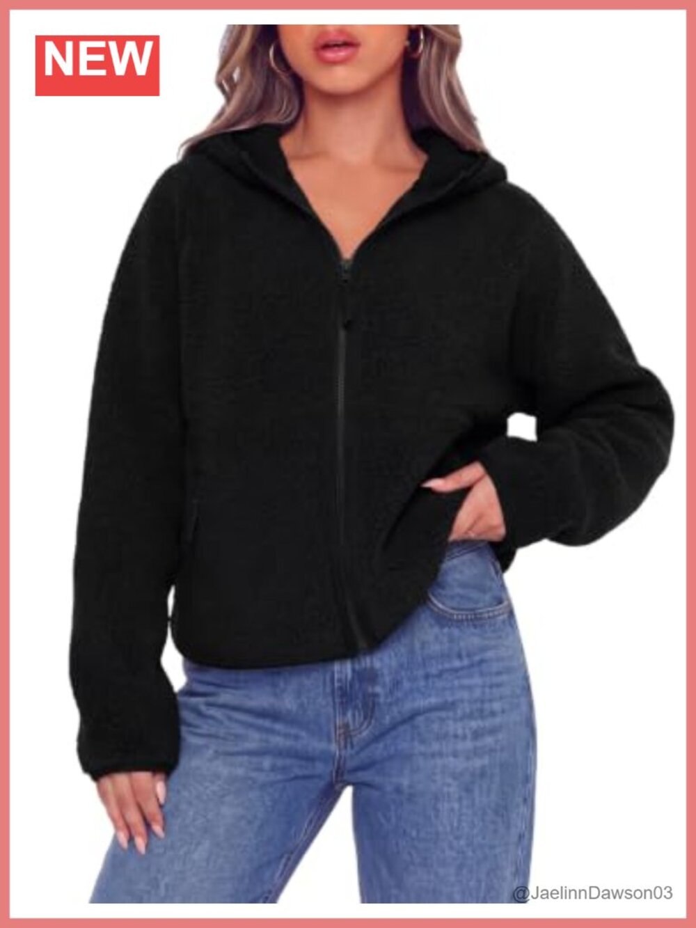 Fleece Zip Up Hoodie Fuzzy Sherpa Jacket Coat with Pockets